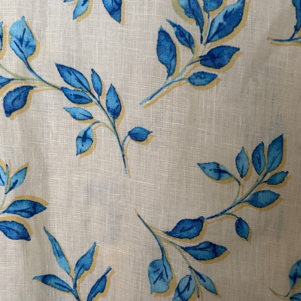 J. Jill Yellow Floral Pintuck Tunic with Blue Leaf Print - Picture 6 of 7